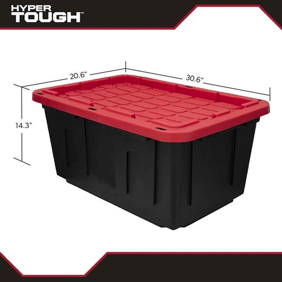 Hyper Tough Large Storage Bin, 27 Gallon Plastic Storage Container with Snap-On - Picture 3 of 5